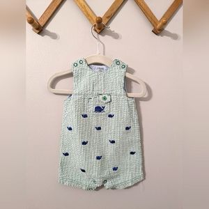 Seersucker Embroidered Whale Onesie